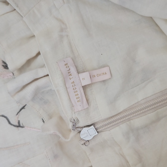 Rebecca Taylor Ivie Linen Off-Shoulder Embroidered Dress - Picture 5 of 5